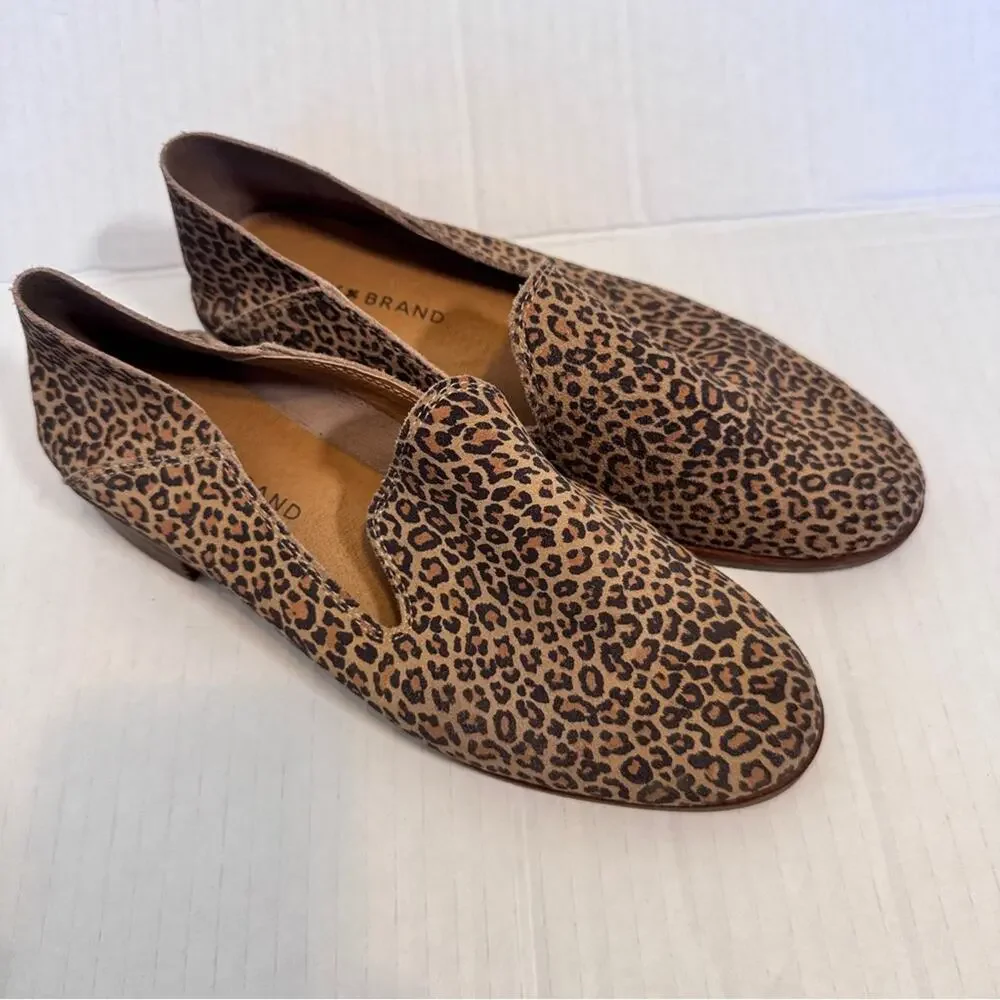 Lucky Brand Brown Animal Print Leather Loafers Womens 8 Fall Classic Comfort